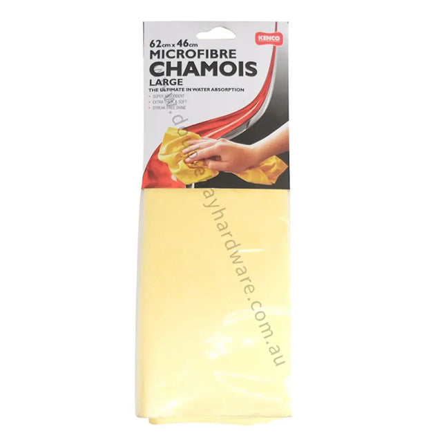 Packaged microfibre chamois with branding on a white background