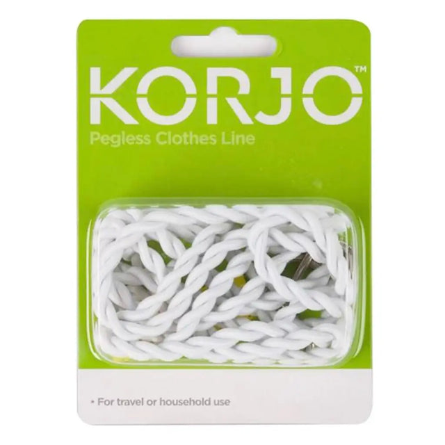 Korjo pegless clothes line packaging with green background