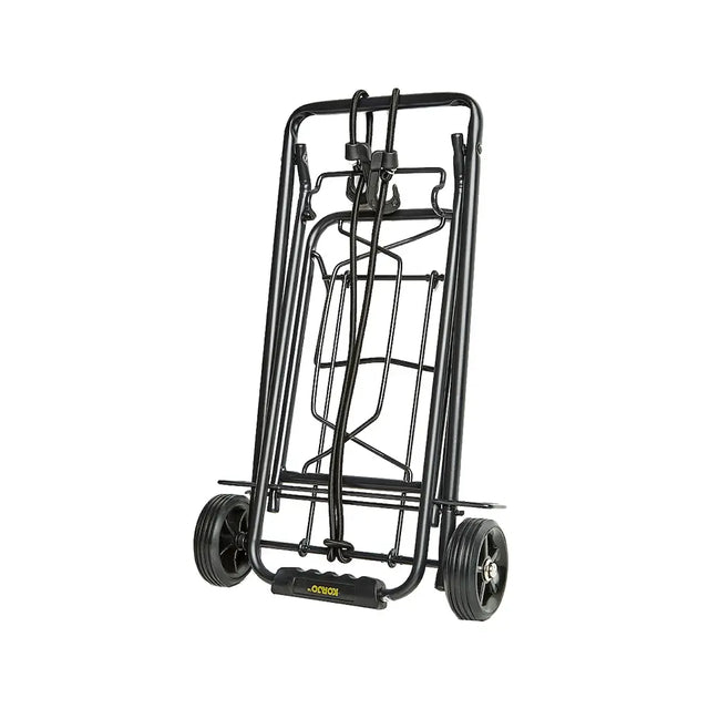 Black hand truck with a folding mechanism on a white background