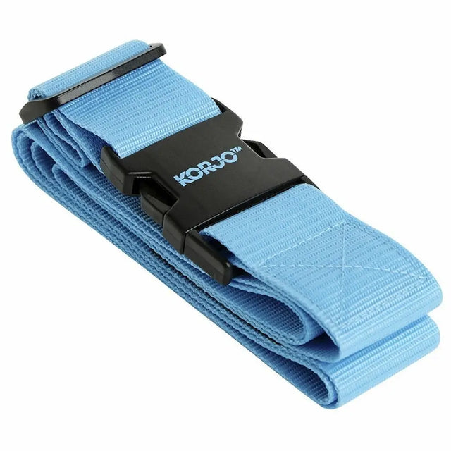 Blue strap with black buckle on a white background