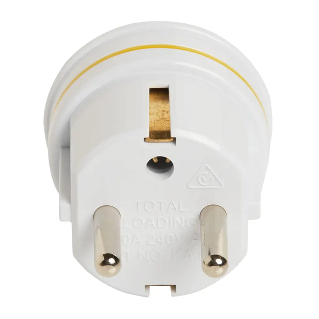White plug with gold and silver accents on a white background
