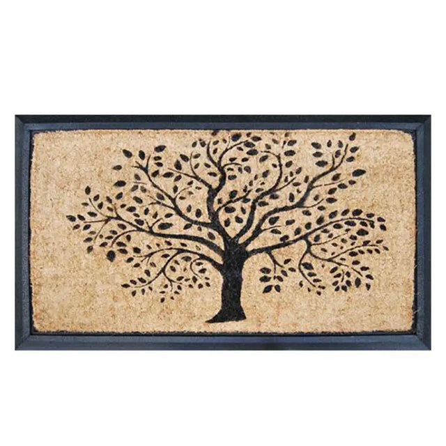 Doormat with a tree design on a white background