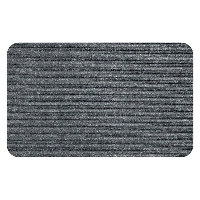 Rectangular gray doormat on a white background