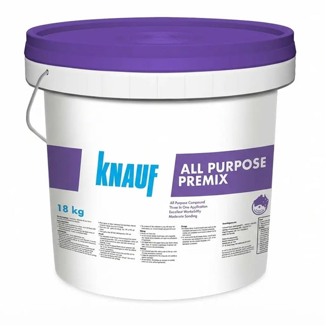 Knauf All Purpose Premix bucket with purple lid on a white background
