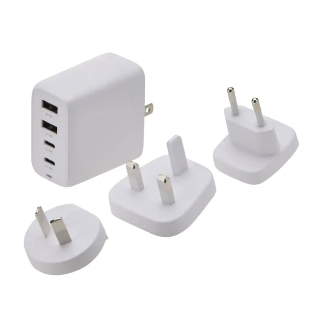Korjo USB-A & USB-C 4 Port Power Hub with AUS, UK, EU and US interchangeable plugs