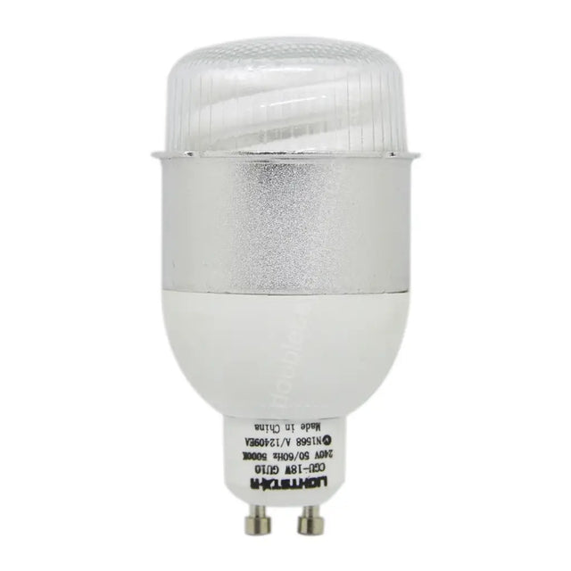 CFL GU10 light bulb on a white background