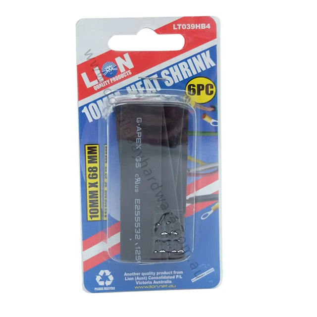 Packaged heat shrink with Lion logo on a white background