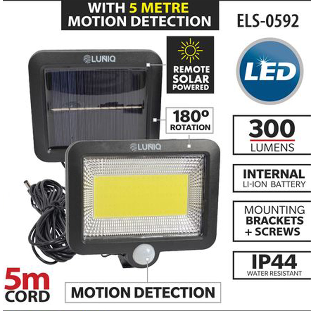 LUNIQ Solar Panel COB LED Flood Lights With Motion Sensor ELS-0592