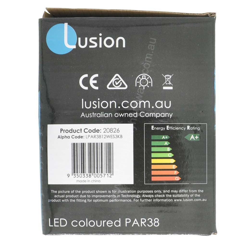 LUSION Colour PAR38 LED Light Bulb E27 240V 12W Blue 20826