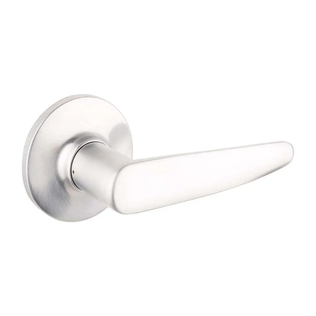 Silver door handle on a white background