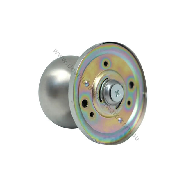 Metal door handle on a white background