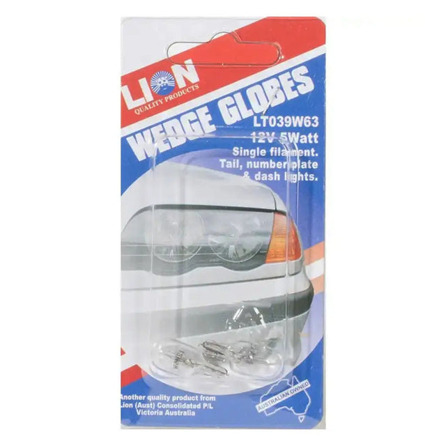 Packaged car bulb with Lion Quality Products branding on a white background