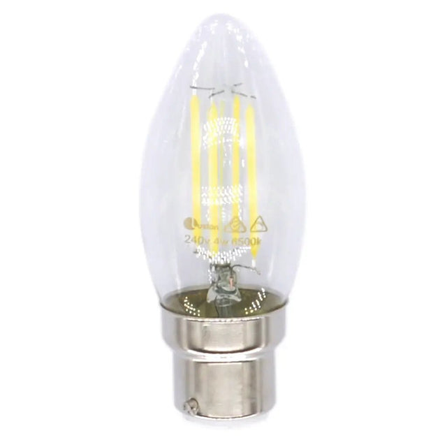 Clear LED light bulb on a white background