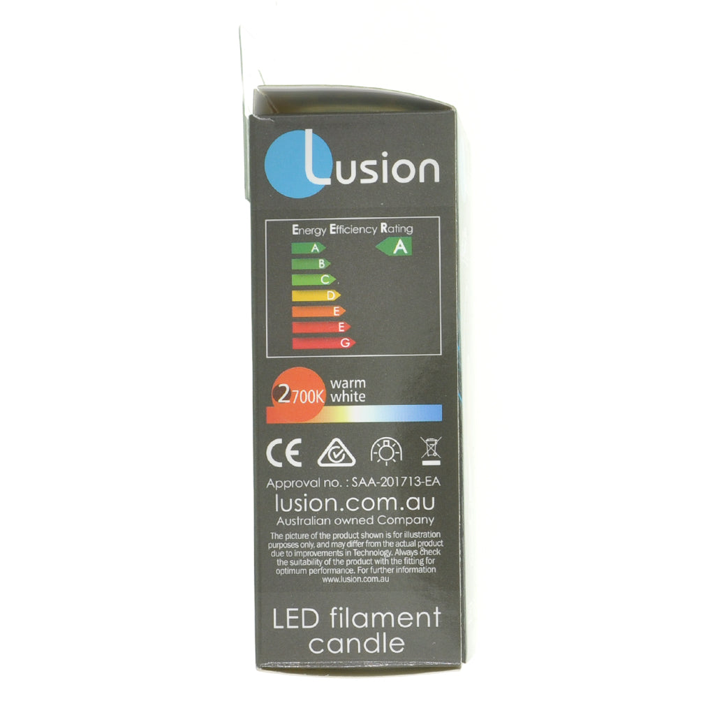 Lusion Candle Filament LED Light Bulb B15 240V 4W W/W 20243