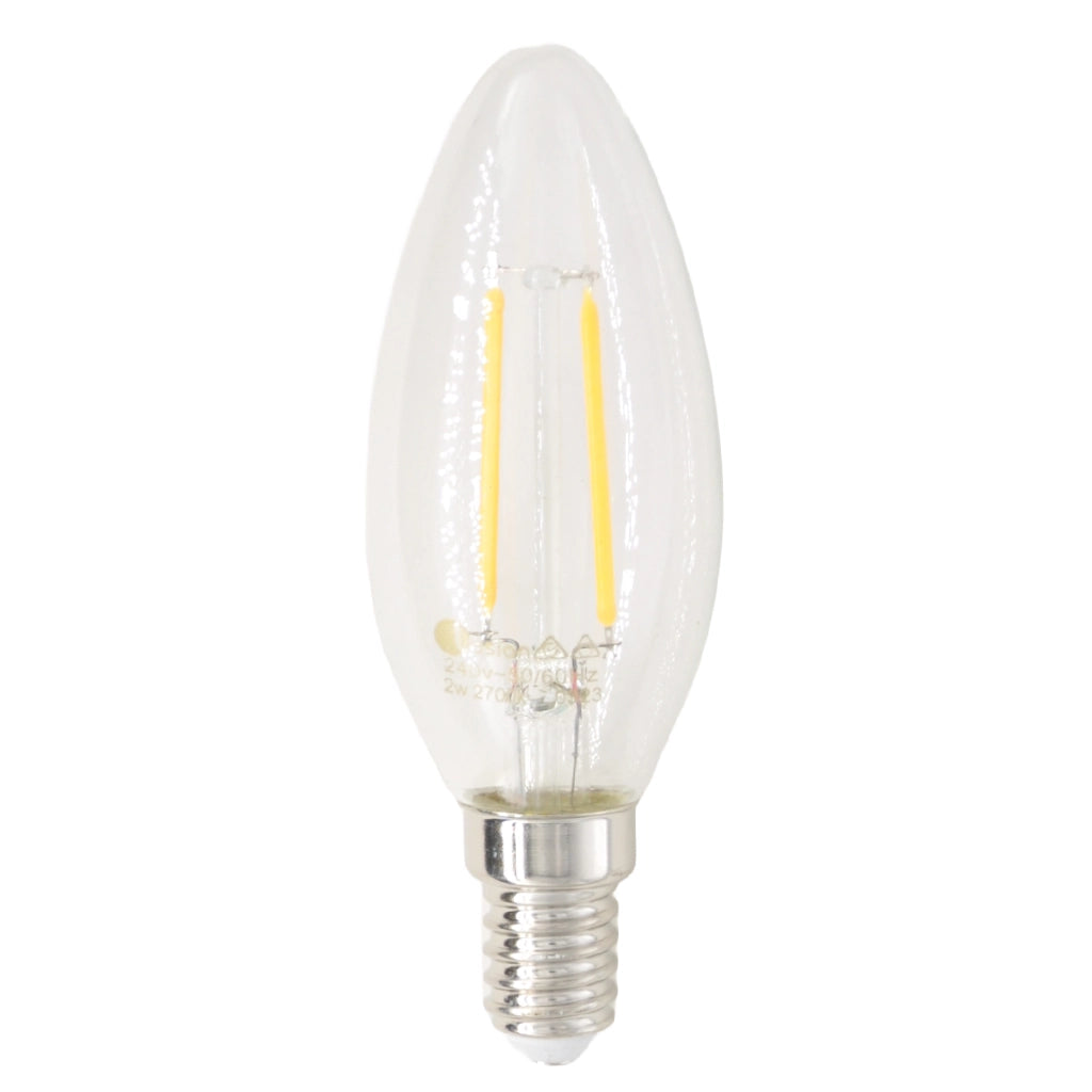 Lusion Candle Filament LED Light Bulb E14 240V 2W W/W 20198