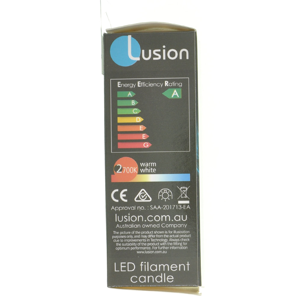 Lusion Candle Filament LED Light Bulb E14 240V 4W W/W 20240