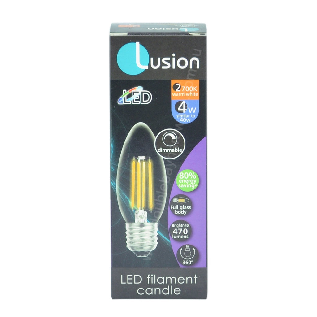 Lusion Candle Filament LED Light Bulb E27 240V 4W W/W 20241