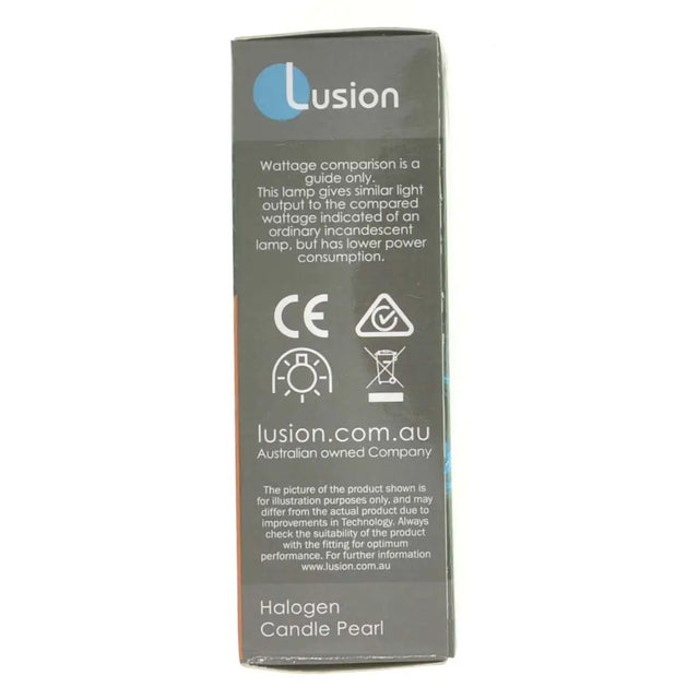 Lusion halogen candle pearl packaging on a white background