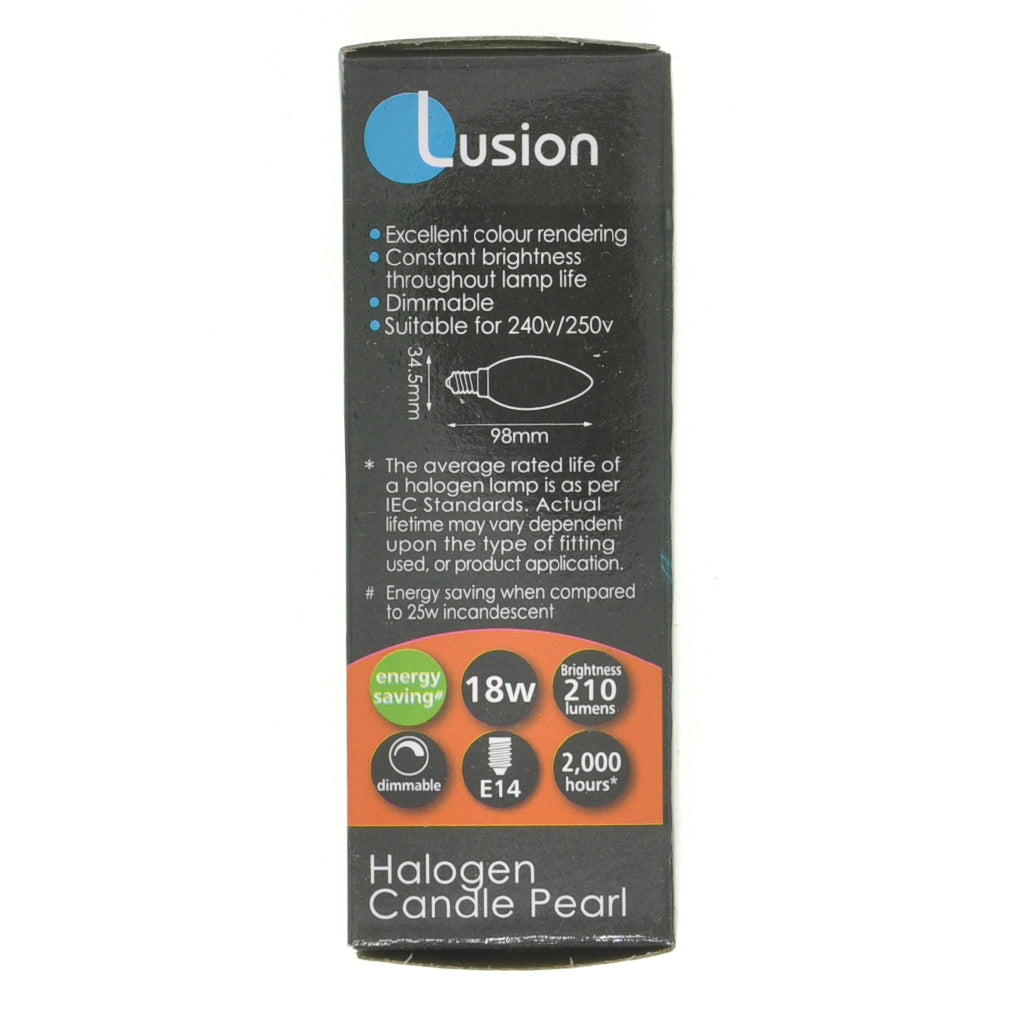 Lusion Candle Halogen Light Bulb E14 240V 18W Pearl 30109