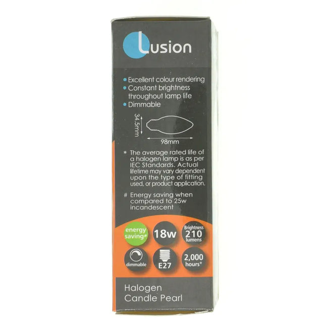 Lusion halogen candle pearl packaging on a white background