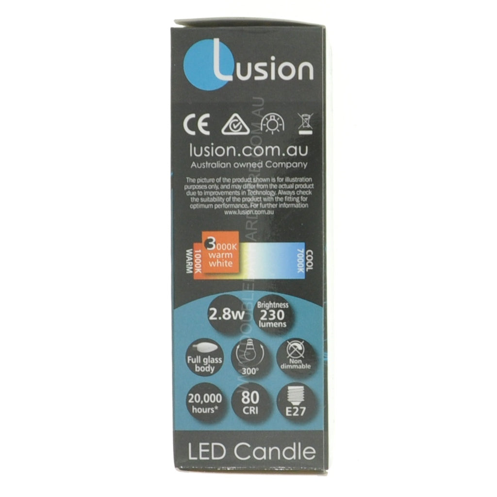 Lusion Candle LED Light Bulb E27 240V 2.8W Pearl W/W 20210