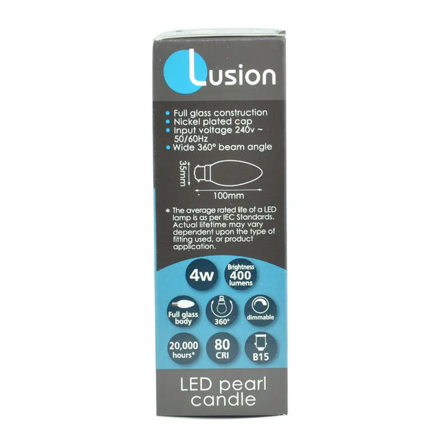 Lusion LED pearl candle packaging on a white background