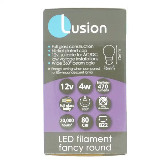 Lusion LED filament packaging on a white background