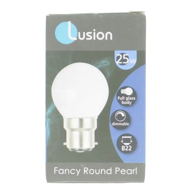 Lusion Fancy Round Incandescent Light Bulb B22 240V 25W Pearl 45401