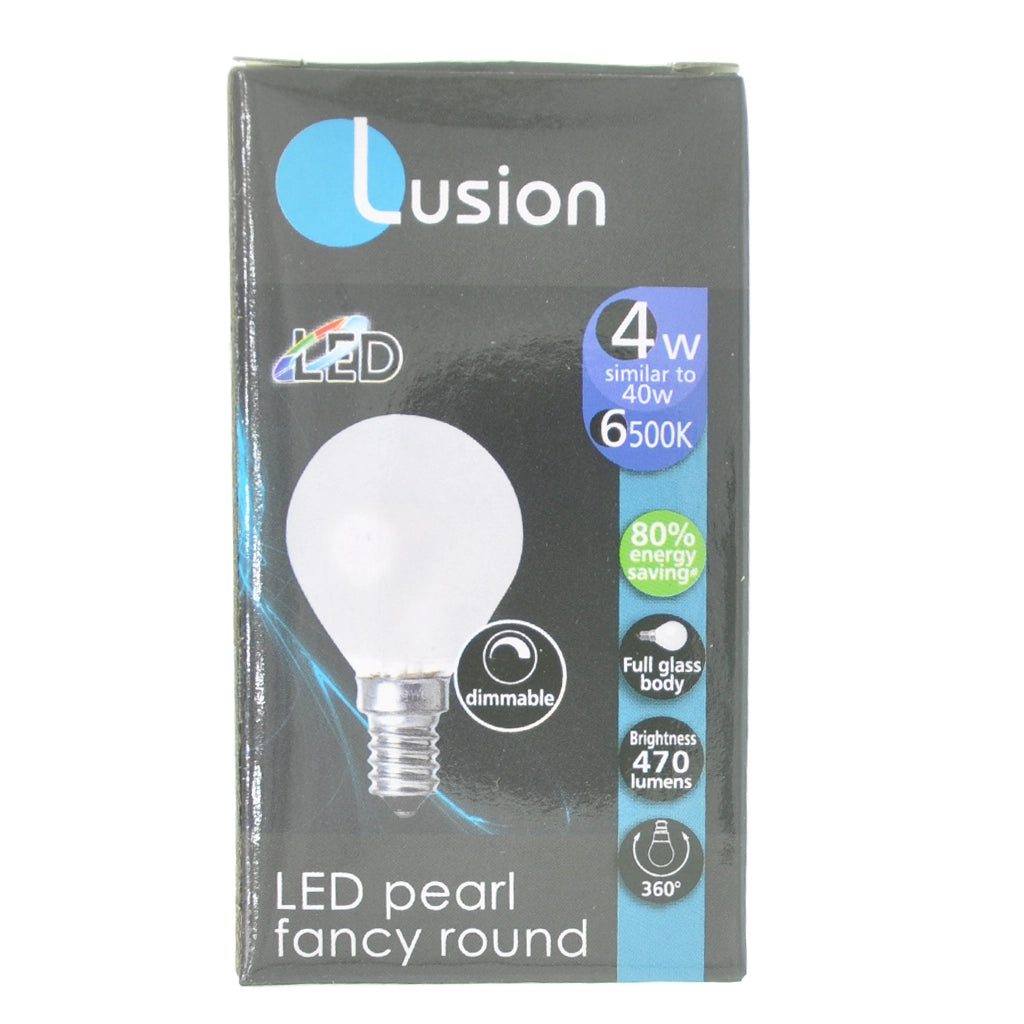 Lusion Fancy Round LED Light Bulb E14 240V Pearl 4W D/L 20264