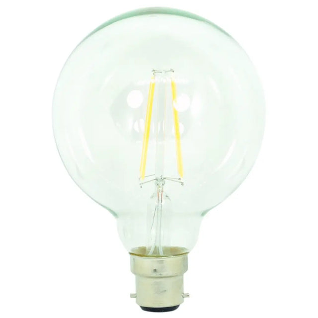 Clear LED light bulb on a white background