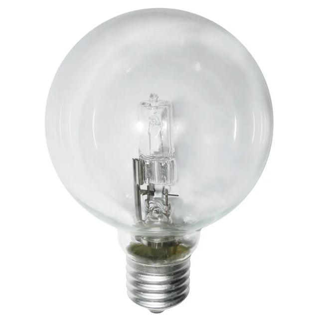 Clear halogen light bulb on a white background