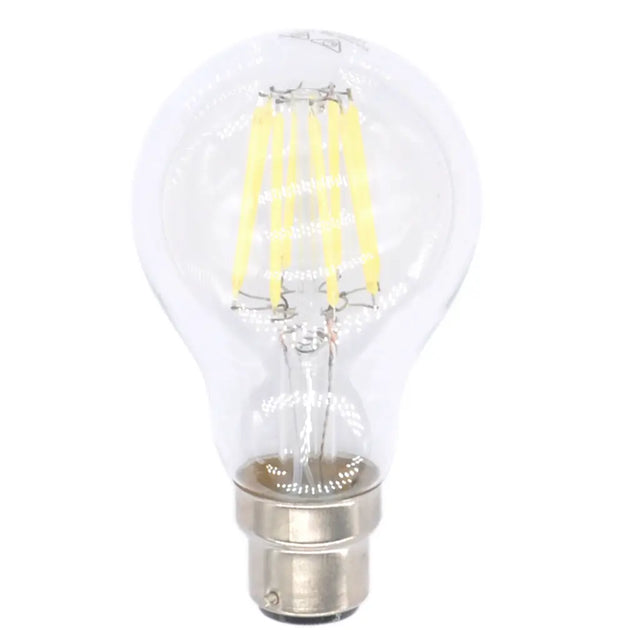 Clear LED light bulb on a white background