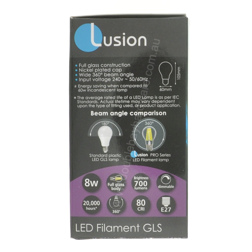 Lusion GLS Filament LED Light Bulb E27 240V 8W C/DL 20510