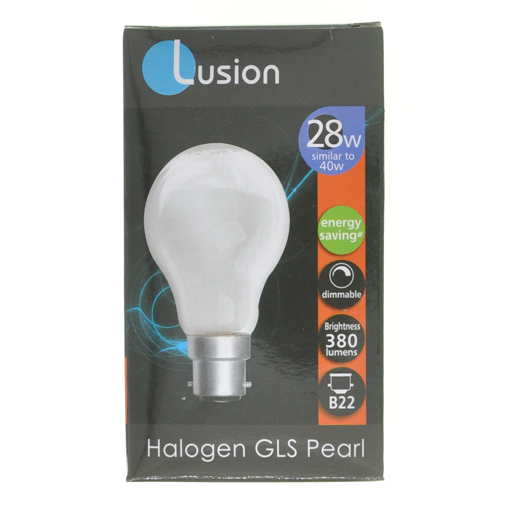 Lusion GLS Halogen Light Bulb B22 240V 28W Pearl 30021