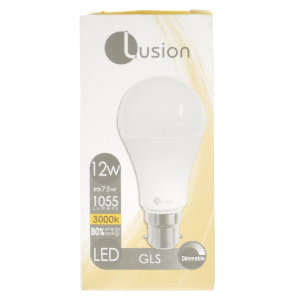 Lusion GLS LED Light Bulb B22 240V 12W W/W Opal 20422