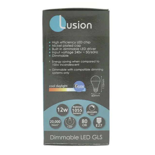 Lusion LED GLS bulb packaging on a white background