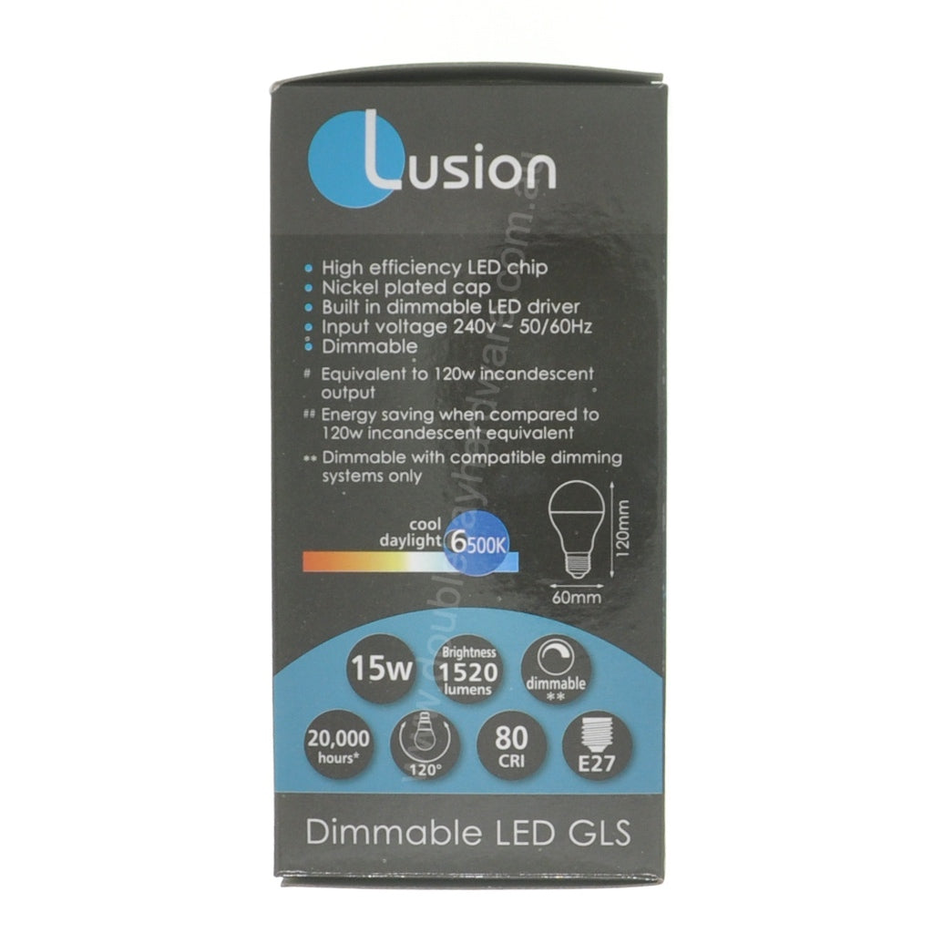 Lusion GLS LED Light Bulb E27 240V 15W C/DL Opal 20434