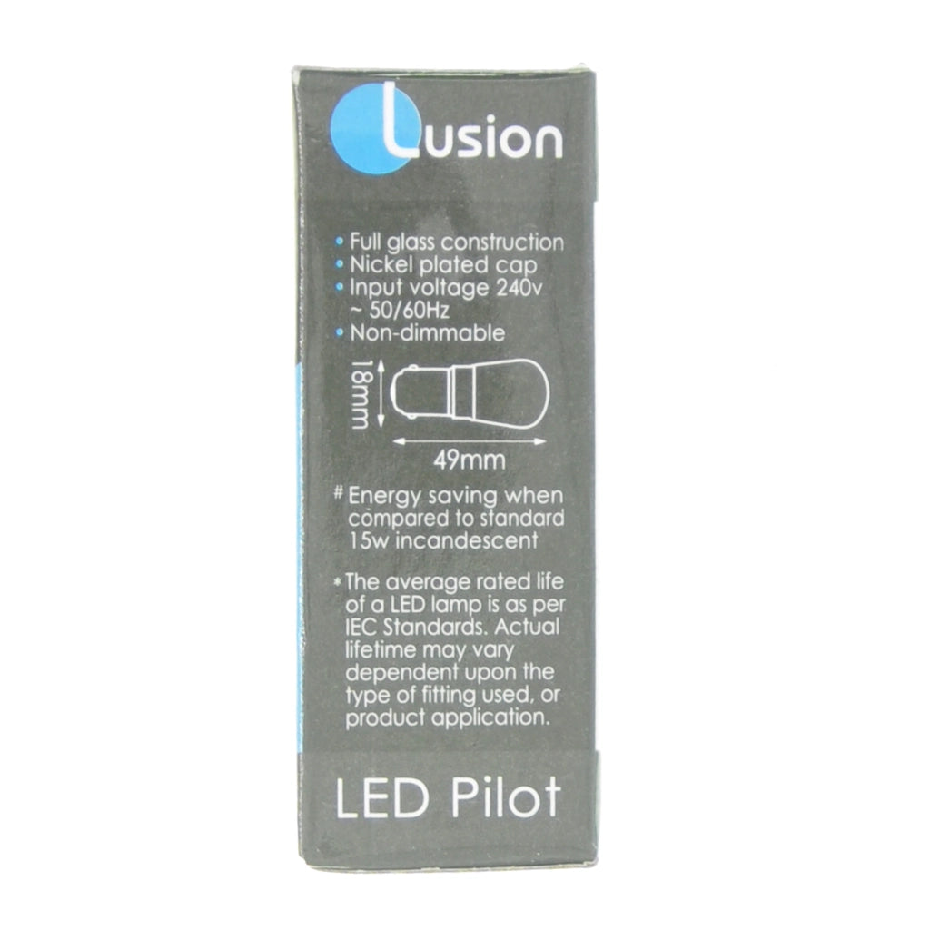 Lusion Pilot LED Light Bulb B15 240V 1.5W W/W Opal 20302