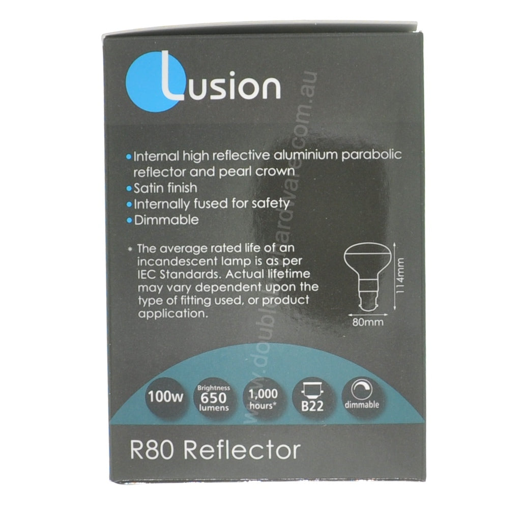 Lusion R80 Incandescent Reflector Light Bulb B22 240V 100W 30713