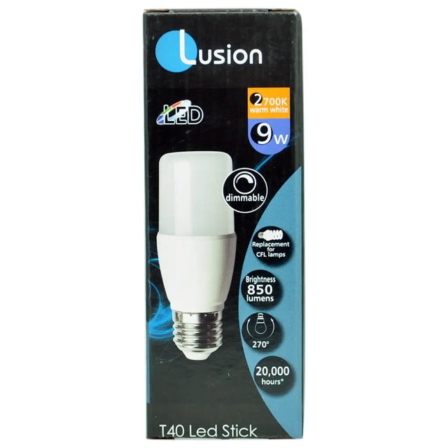 Lusion LED bulb packaging on a white background
