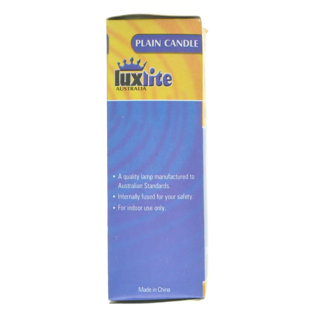 Luxlite Candle Incandescent Light Bulb B15 240V 60W Pearl 000522