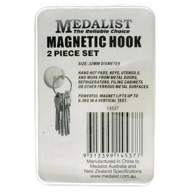 Medalist magnetic hook 2-piece set packaging with keys on a white background