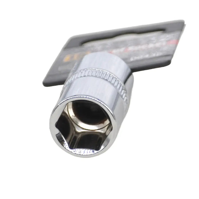 Metal tool with a hexagonal socket on a white background