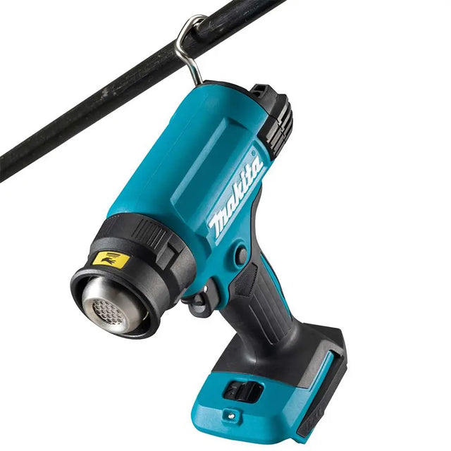 Blue Makita heat gun on a white background