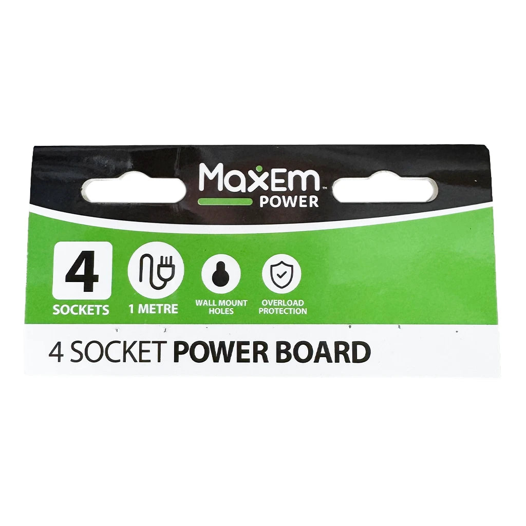 MaxEm 4 way Power Board 10A With Overload Protection White ELS-0164