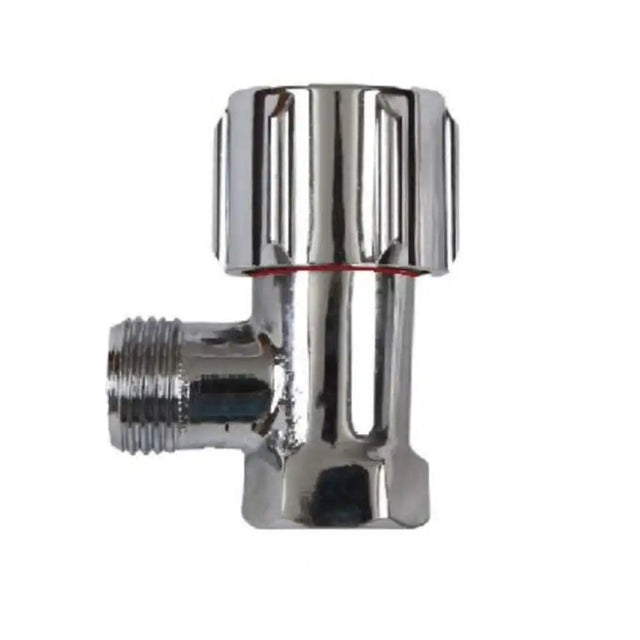 Chrome bathroom valve on a white background