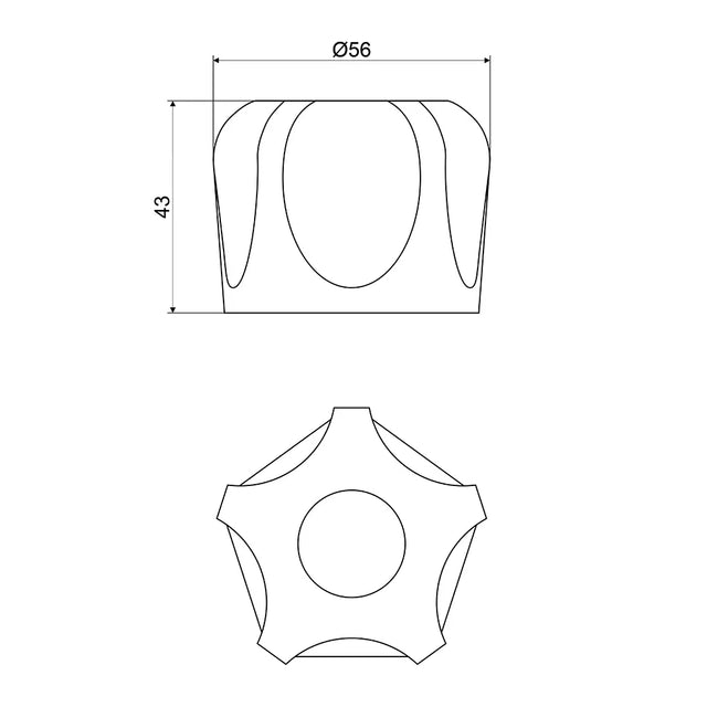 Technical drawing of a mechanical component with dimensions