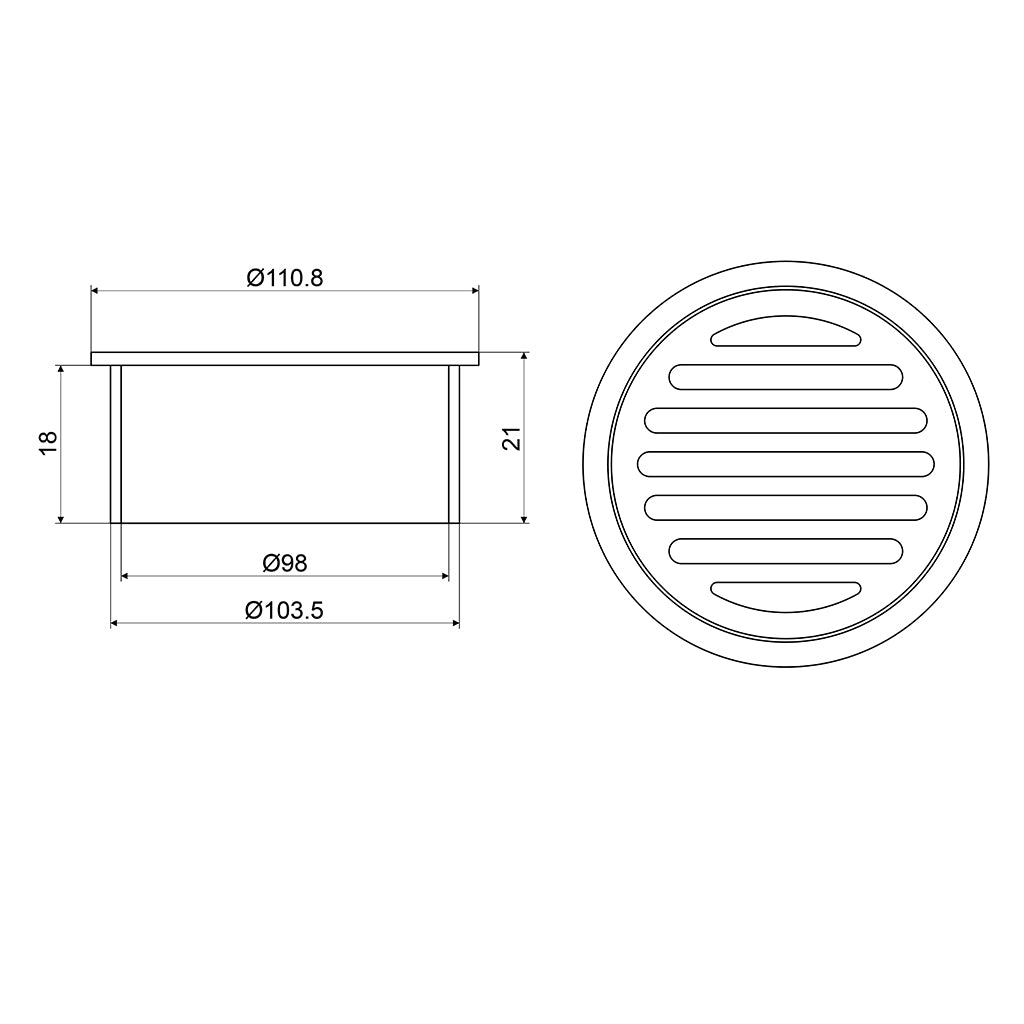 Mildon Round Grate Light Brass Lug Lock in Chrome 100mm 11052T