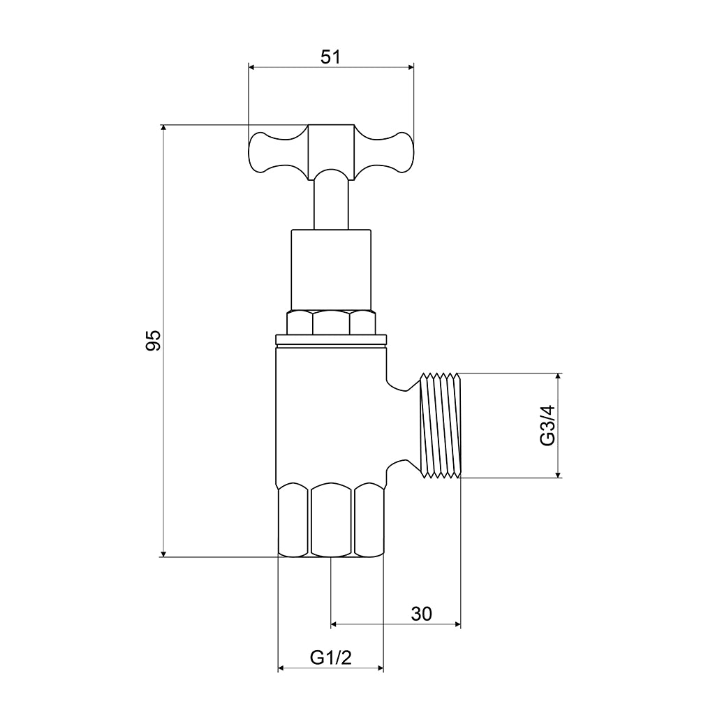 Mildon Washing Machine Cock T Head Chrome 892M