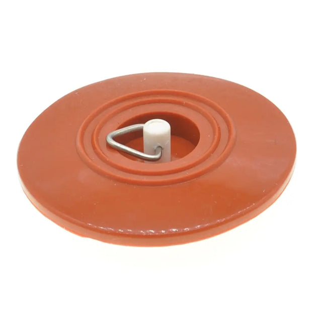 Orange rubber pad with a metal hook on a white background